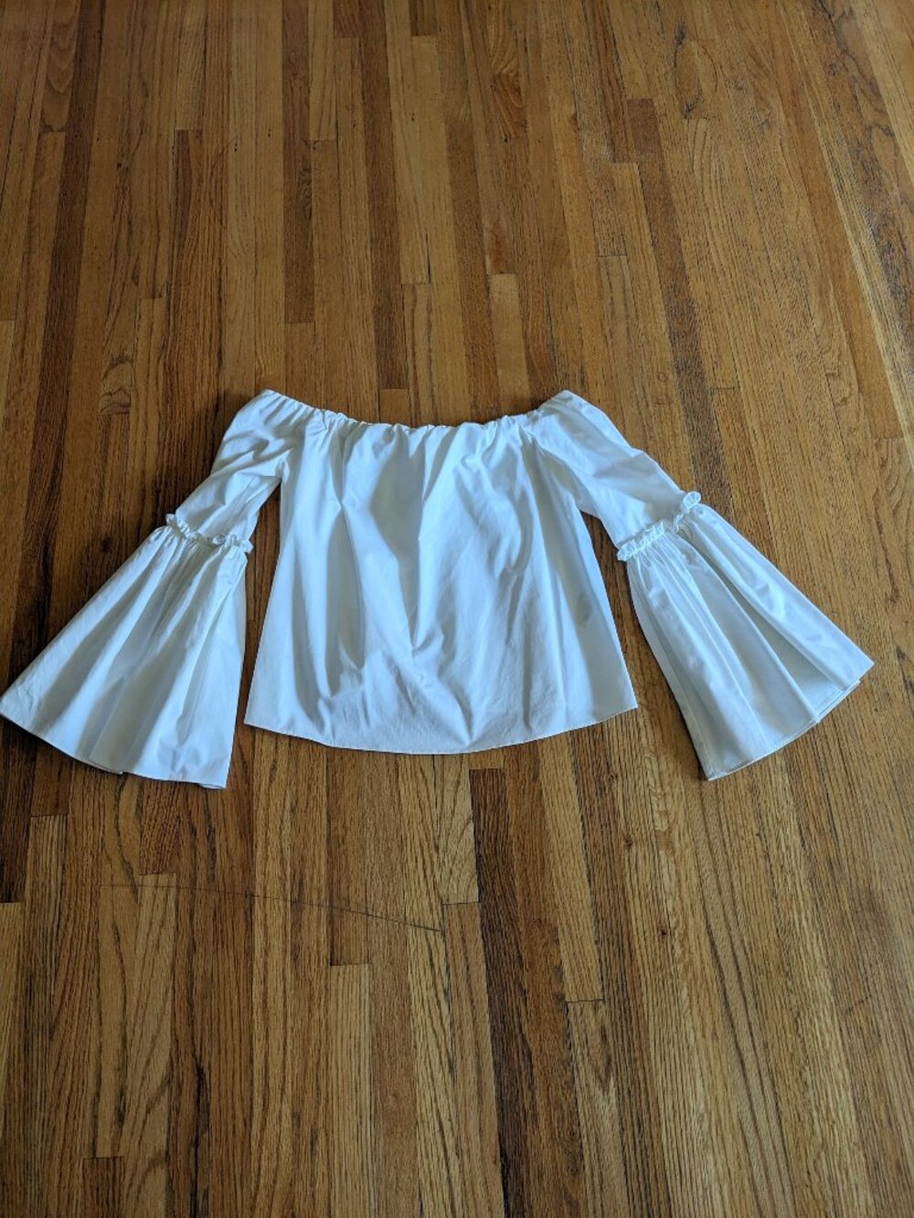 Zara white off the shoulder bell sleeve blouse